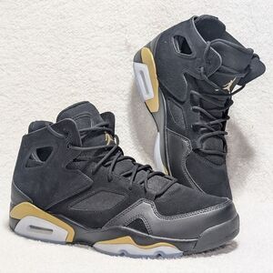 Jordan Flight Club '91 Men's 9 Black Gold High-Top Basketball Sneakers